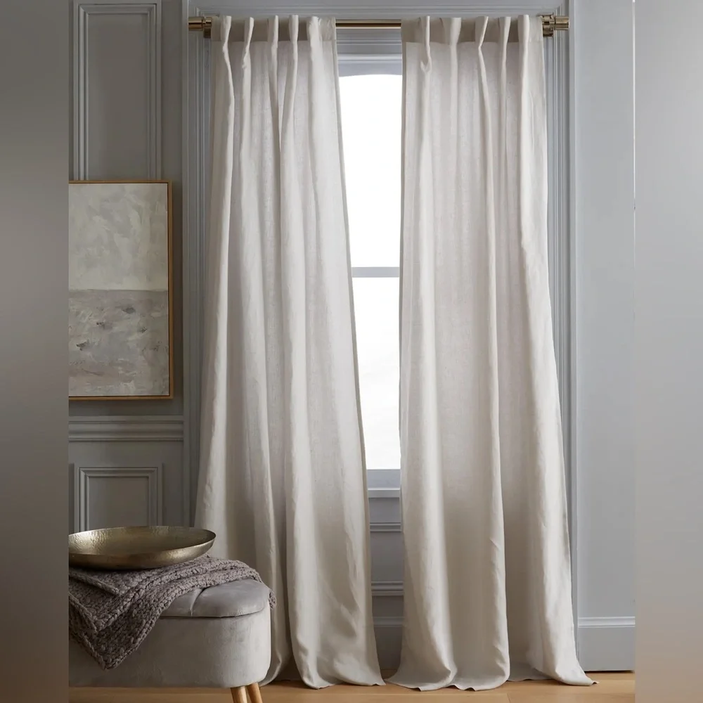 Quince European Linen Curtain Light Filtering 48x96 Cloud Grey 1 Panel 0058